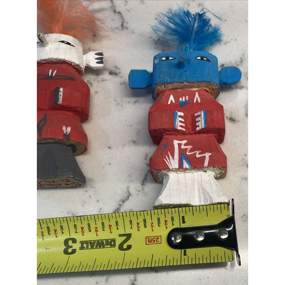 Vintage 90's Native American Hopi Kachina Dolls Set Hand Made Artisan Signed N.M - Picture 7 of 8
